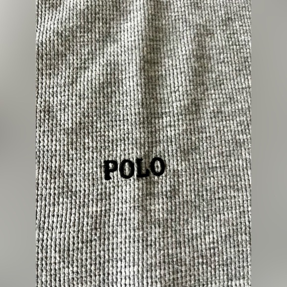 Polo Ralph Lauren Logo Thermal Waffle Knit Long Sleeve Shirt - Large - Gray - Picture 3 of 9